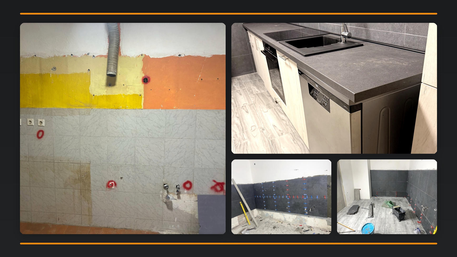 Adaptacija kuhinje sa zidovima, keramikom i završnim detaljima – 1440MM